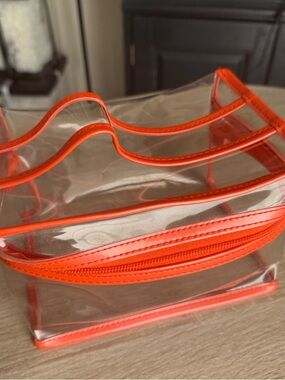 Clear Orange-Trim Cosmetic Organizer Bag